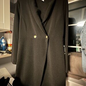 Planet Gold Black Blazer with Wide Lapels and Tailored Fit